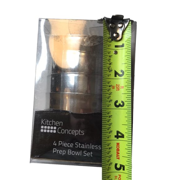 New NWT Kitchen Concepts Set of 4 Stainless Steel Prep Bowls, Kitchen Cooking - Picture 5 of 6